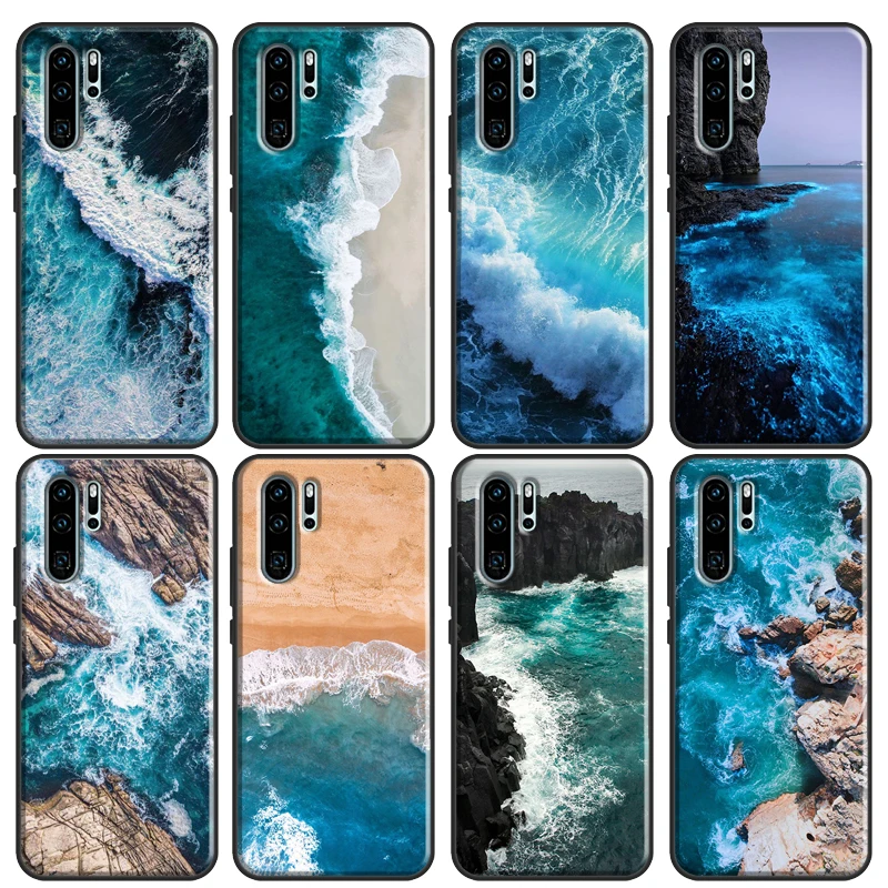 Custodia Morbida Per Telefono Blue Sea Waves Per Huawei P20 P30 P40 Lite Mate 10 20 Pro P Smart 2019 2021 Cover Posteriore