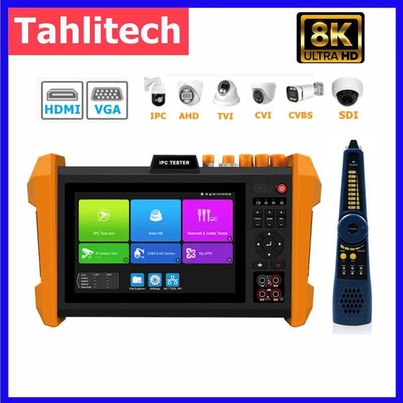 7 "8K Cctv Ipc Tester Monitor Vga Input Hdmi Input/Output Onvif Ipc Test Ptz Control Network Tool Tdr Cable Test 4K Color Bar