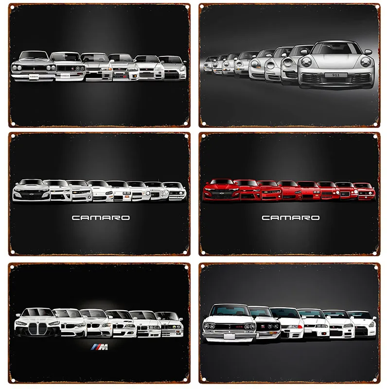Vintage Sports Car Metal Poster Signage Tin Painting Car Platform Home Living Room Club Garage Modern Wall Art Decor Murale Gift