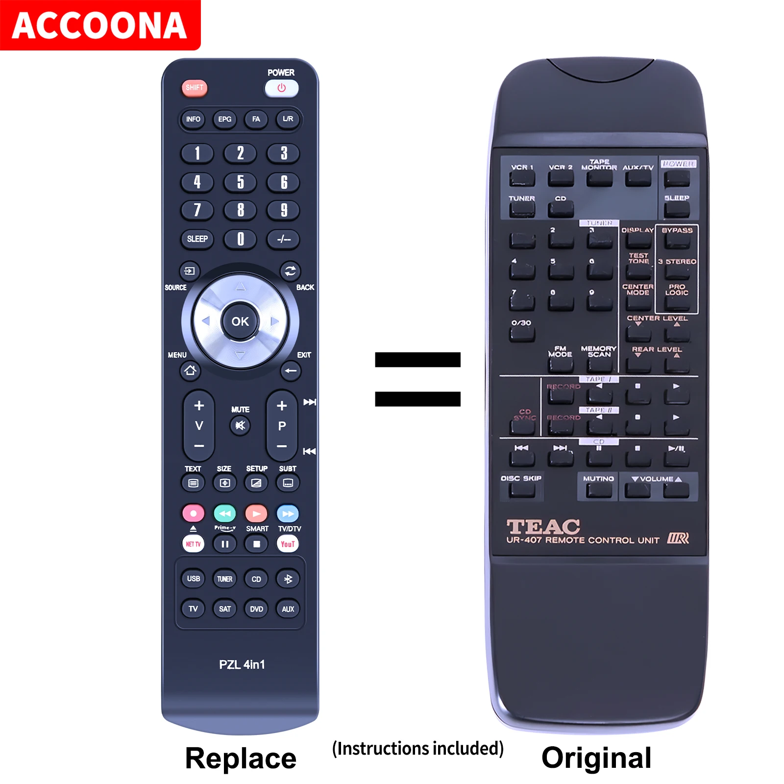 Telecomando Ur-407 Per Teac Agv4200 Agsv5150 Sagv5150 Radio Cd Stereo