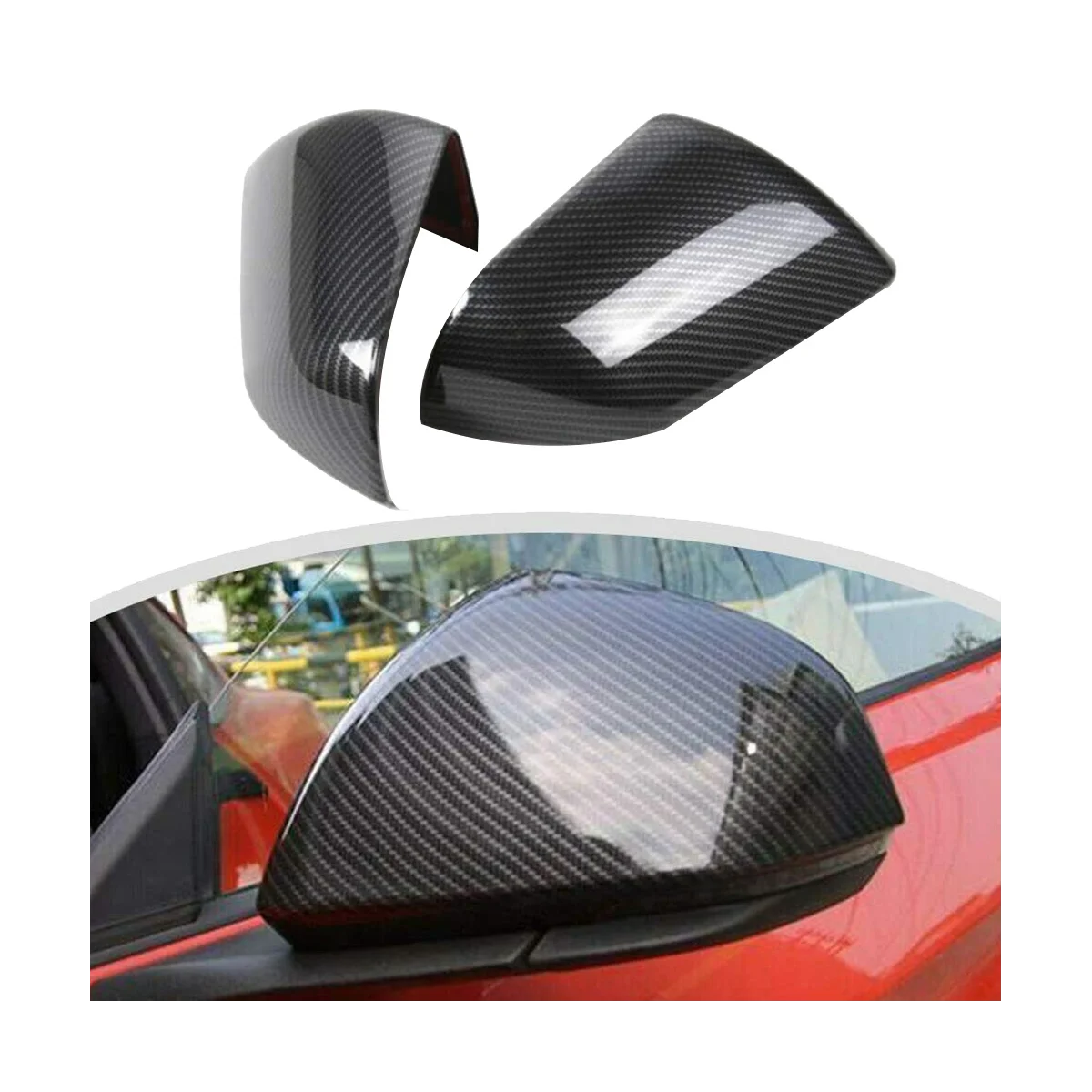 Abs Carbon Fiber Look Side Door Specchietto Retrovisore Copertura Trim Shell Cap Per Ford Mustang 2015-2020