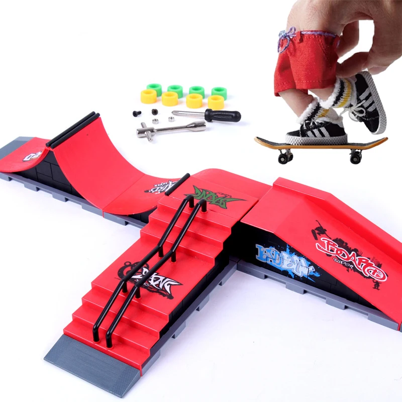 Finger Skateboard Skate Set Toy Skate Park Rampa Set Parti Per Tech Practice Deck Divertente Interno Sport Estremo Allenamento Delle Dita