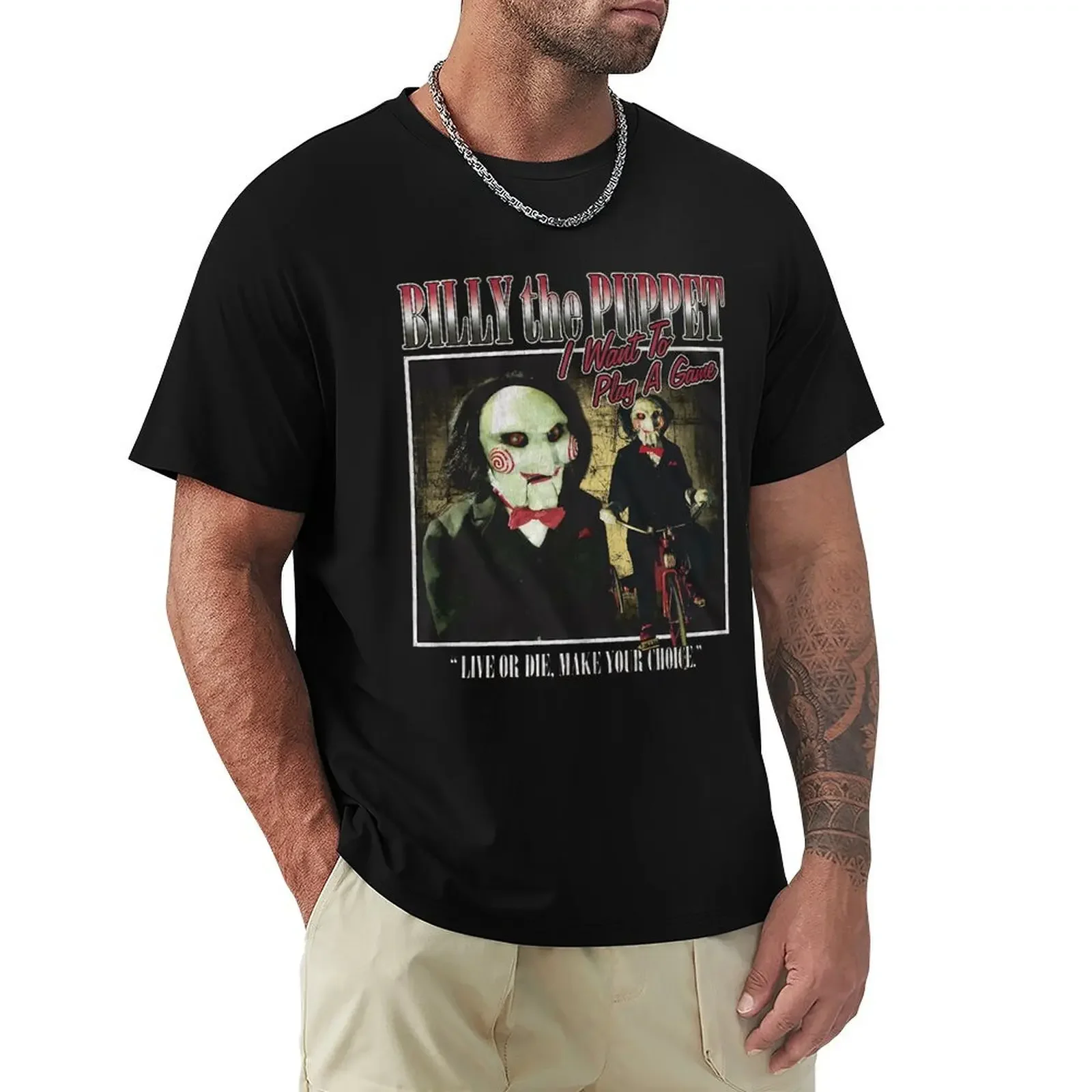 Billy The Puppet Saw T-Shirt Retrò Vintage Kawaii Clothes Sweat Magliette In Cotone Da Uomo