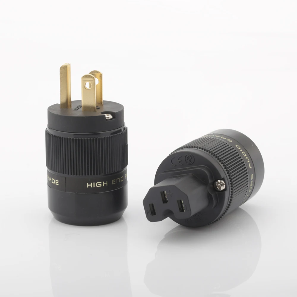 1Pair Gold Plated Us Power Connector Us Power Plug Ac Us Power Cable Diy Plug