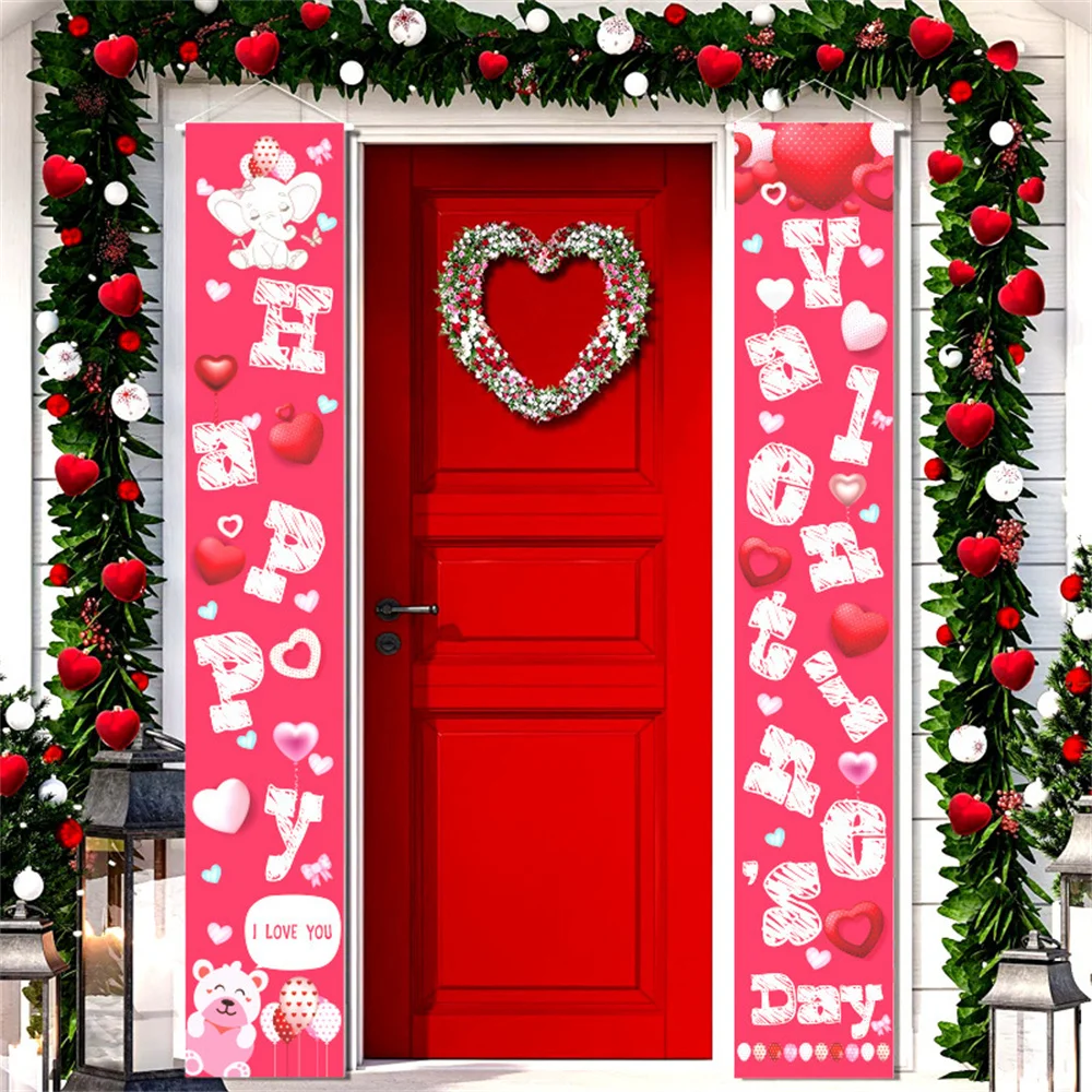 Pink Valnetine Day Door Banner Happy Valentine Day Party Mr Mrs Love Wedding Decor Per Gli Amanti Delle Erbacce Decorazioni Fai Da Te Ghirlande 2023