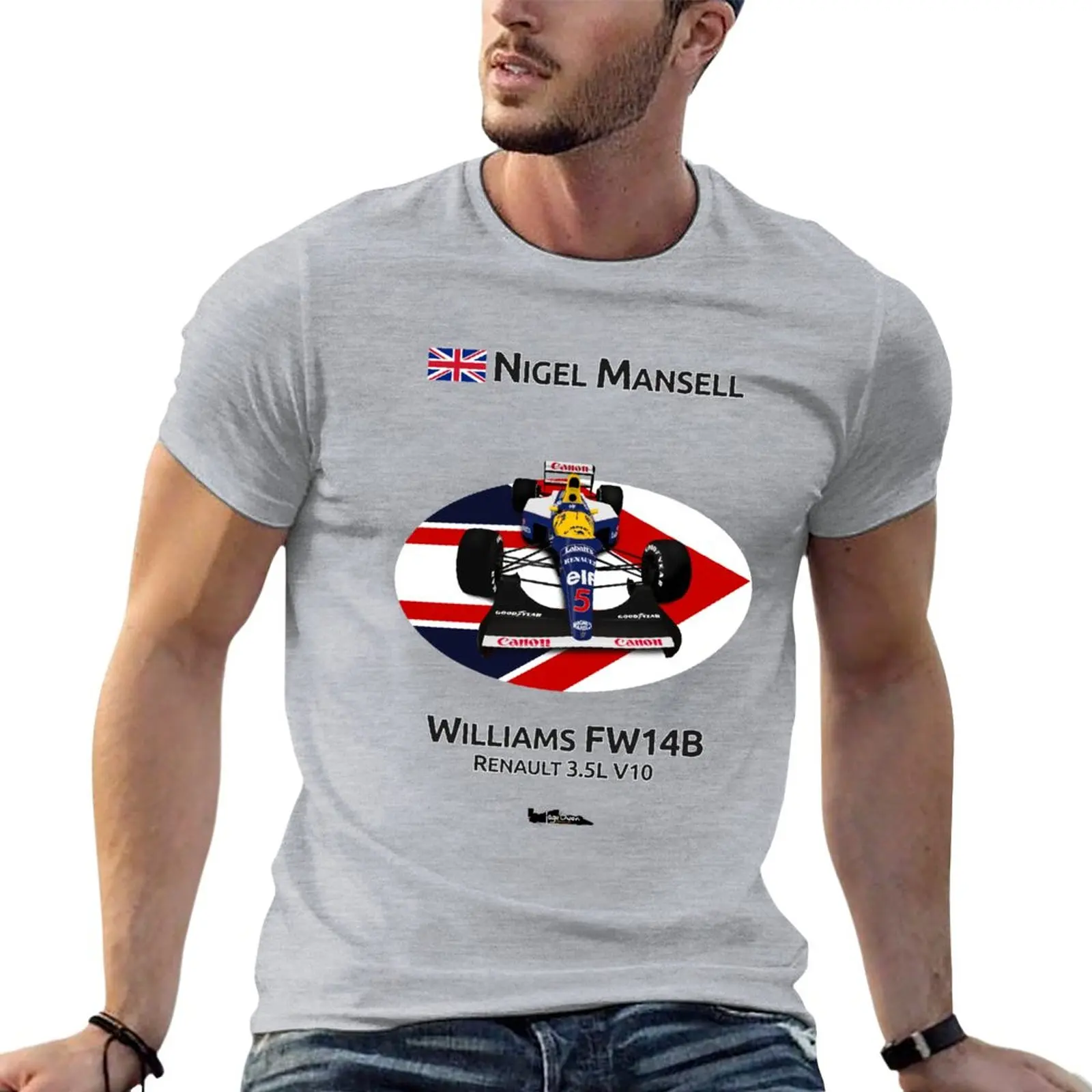 Nigel Mansell - Williams Fw14B Con Casco Sfondo T-Shirt Vintage Sublime Summer Top Magliette Slim Fit Per Uomo