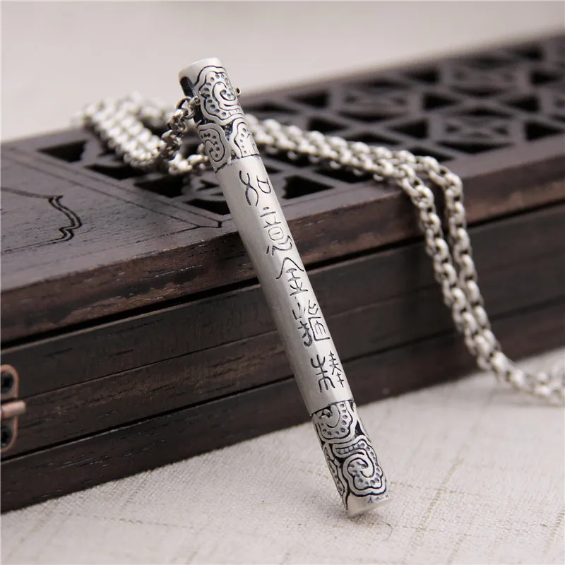 S990 Sterling Silver Retro Pendente Di Sun Wukong Ruyi Jingu Bang Monkey King Bar Tailandese Ciondolo In Argento Uomini E Donne