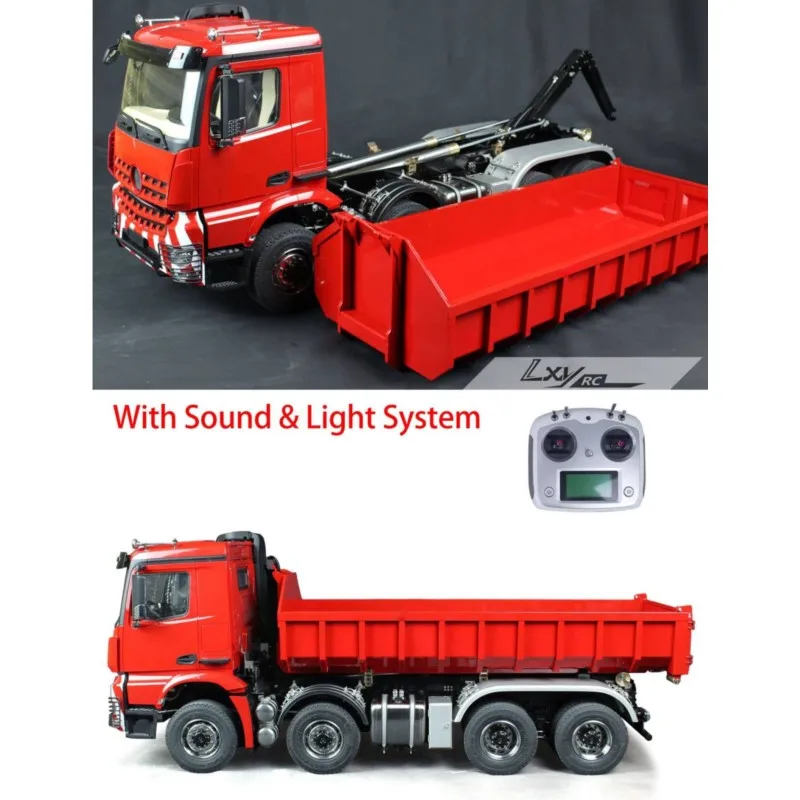 1/14 Rc Idraulico Full Dumper 8X8 Metallo Radiocomando Dumper Ribaltabile Auto Con Luci Suoni Differenziale Blocco Assi Rc Giocattolo