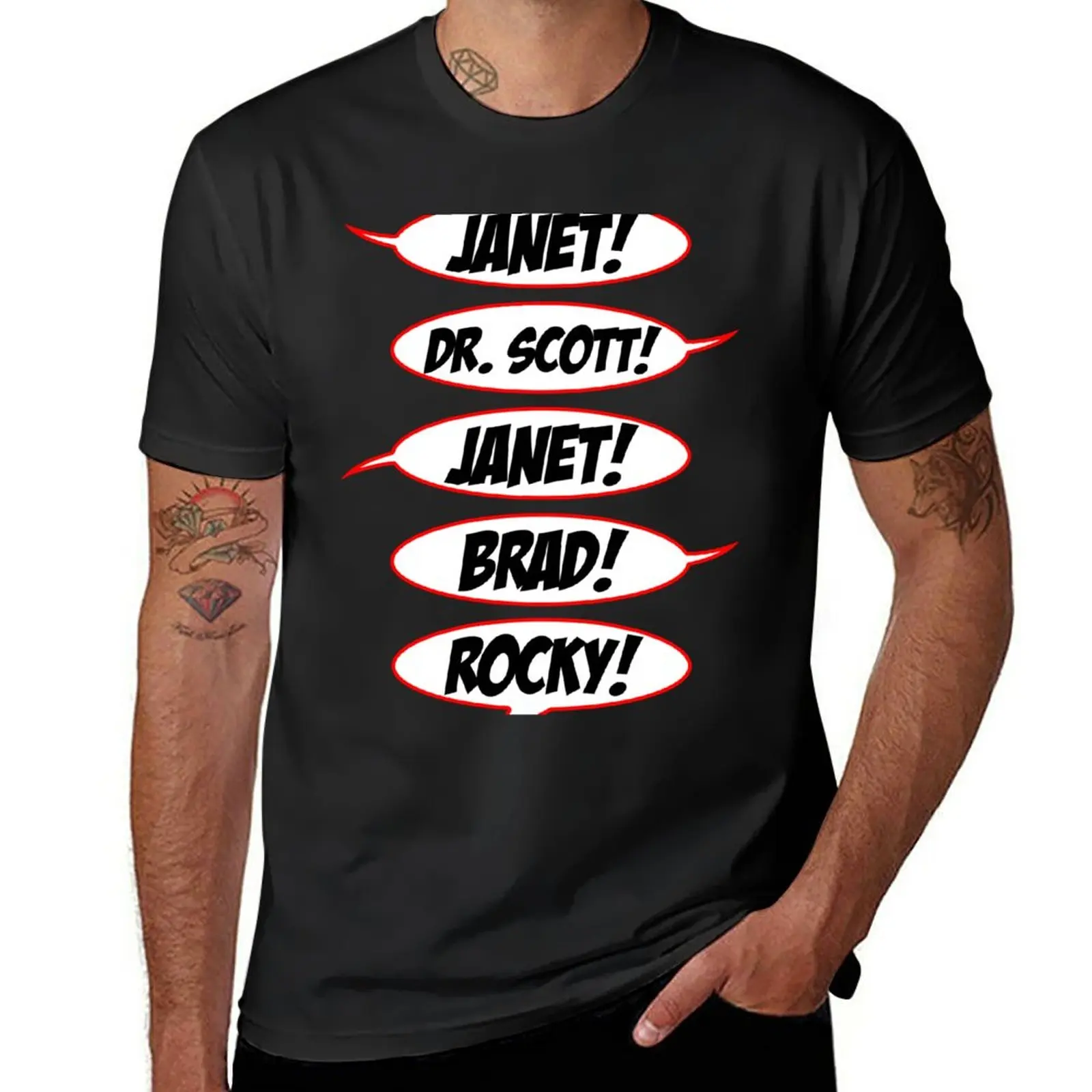 Janet! Dr. Scott! Janet! Brad! Rocky! T-Shirt Grafica Moda Coreana Hippie Vestiti Oversize T-Shirt Per Uomo Cotone