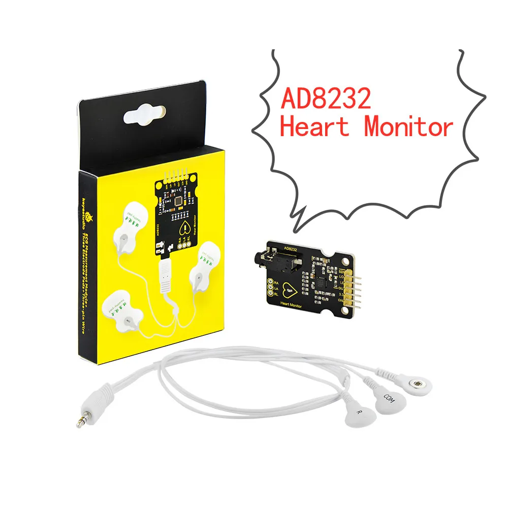 Keyestudio Ad8232 Modulo Sensore Cardiofrequenzimetro Ecg Per Arduino Uno R3