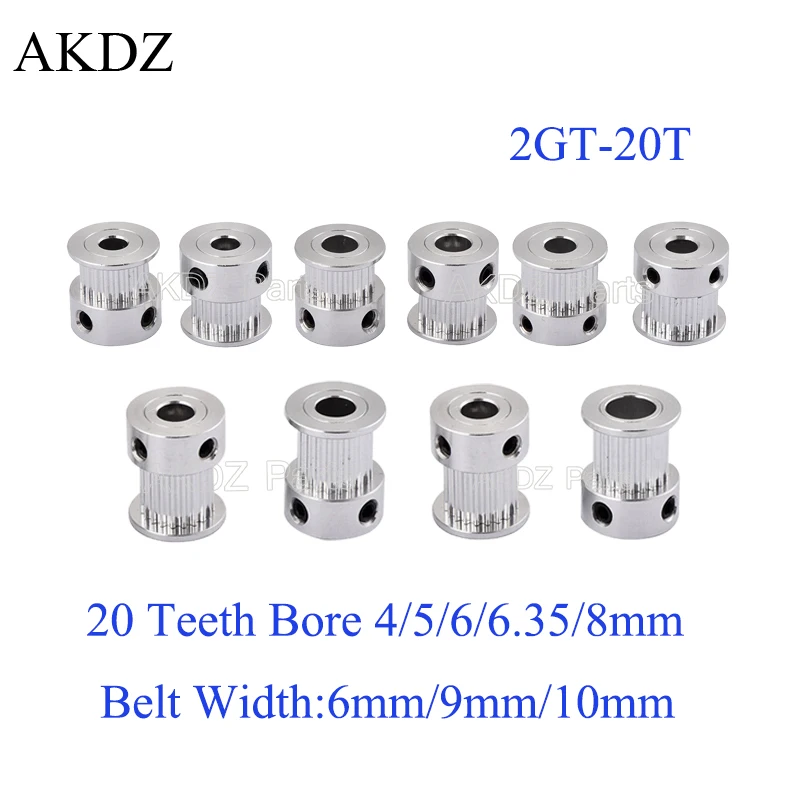 Gt 20 Denti 2Gt 2M Puleggia Dentata 4/5/5/6/6/8Mm Per Cinghia Sincrona 2Mgt Gt2 Larghezza 6/10Mm Gioco Piccolo 20 Denti 20 T
