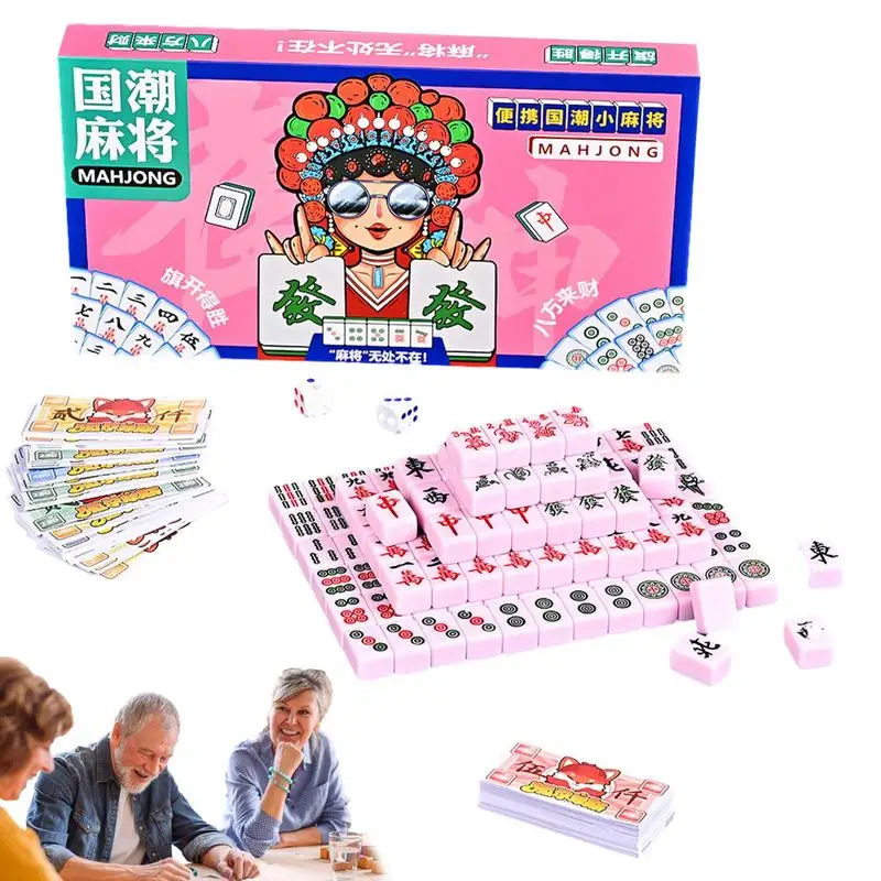 Set Mahjong Cinese Gioco In Stile Cinese Mahjong Tiles Set Leggero Mah-Jongg Set Travel Family Leisure Time Game Tradizionale
