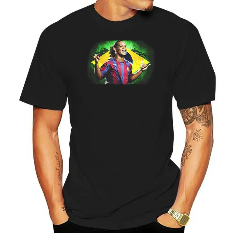 Nuovo Arrivo Ronaldinho Brasile/Barca Stampa Design T-Shirt Uomo Divertente Novità Ragazzo Ragazza T-Shirt O-Collo Vestiti