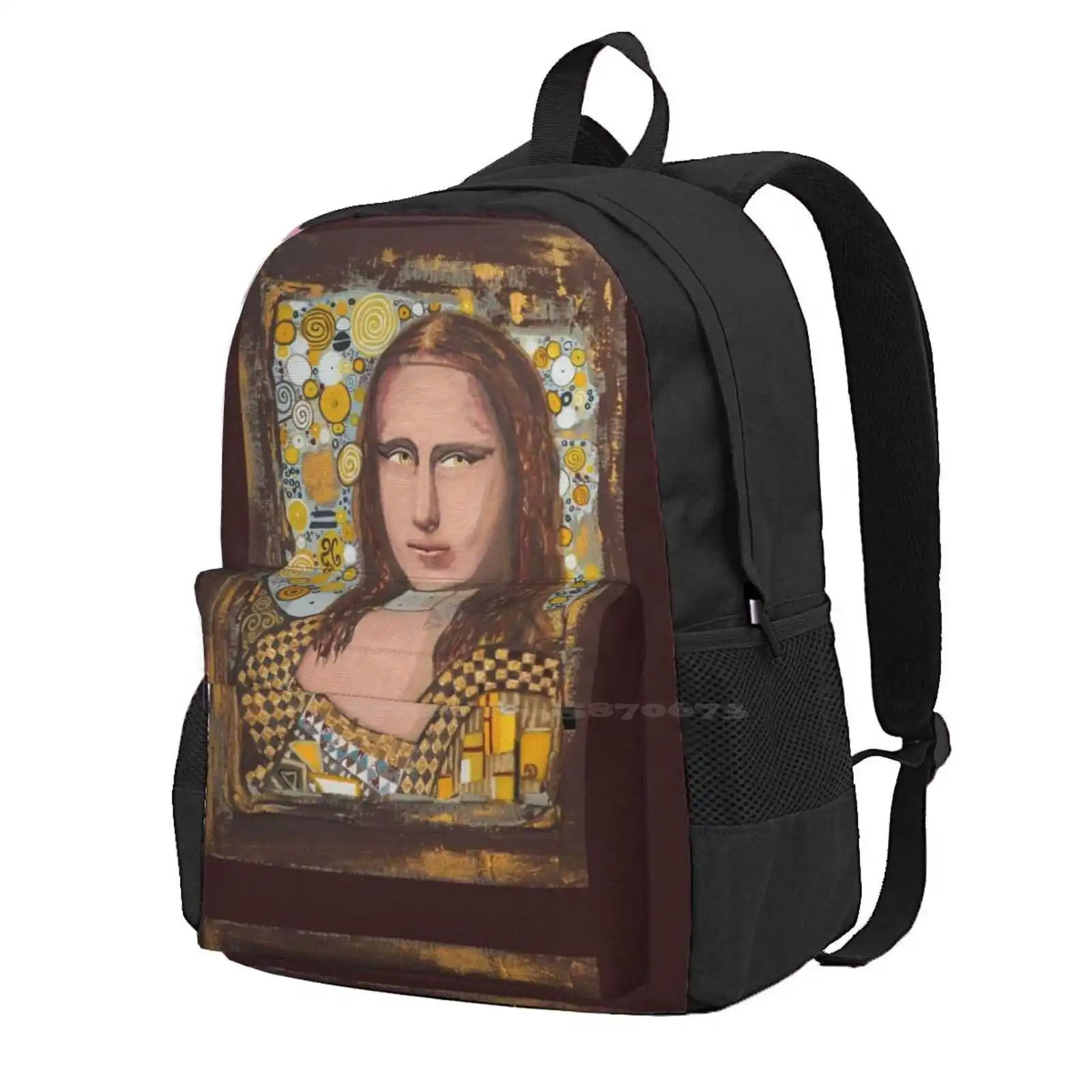 My Mona Klimt , My Rivision Of The Mona Lisa Teen College Student Zaino Borse Da Viaggio Per Laptop Modern Mona Lisa Mona Lisa