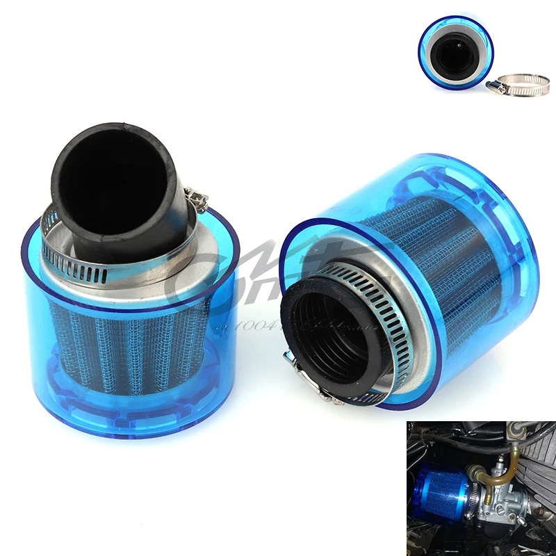 32/35/38/42Mm Blue Straight/Bend Elbow Neck Motorcycle Motorbike Air Filter Cleaner 50Cc-125Cc Atv Pit Dirt Bike Splash Proof