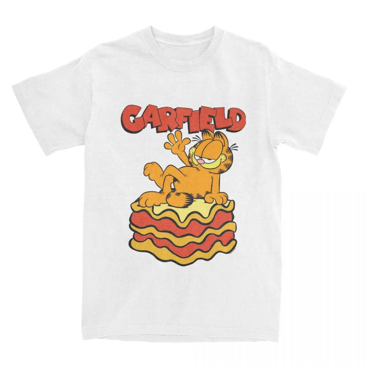 T-Shirt Vintage Garfield Lasagne Slice Per Uomo Donna Cotone Funny Lazy Cat Tees Shirt Original Tops