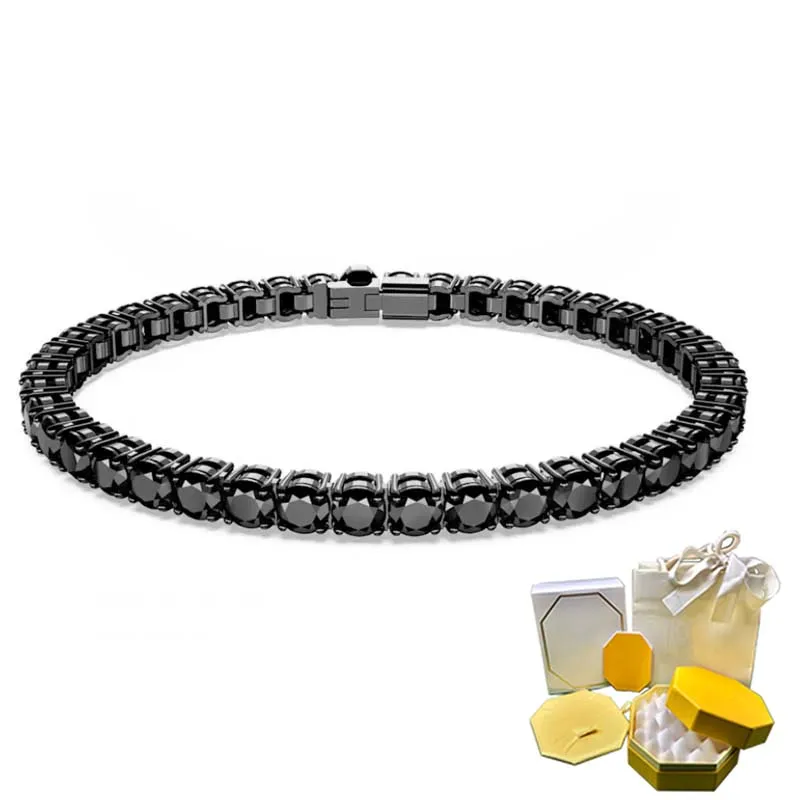 Ultimo Regalo Di Gioielli Romantici Da Donna Con Bracciale Nero Taglio Rotondo Matrix Tennis