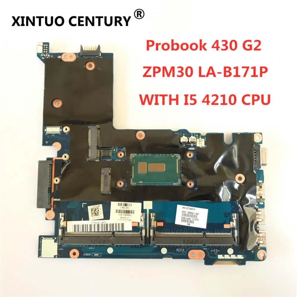 Zpm30 La-B171P   Motherboard For Hp Probook 430 G2  Mainboard Sr1Ef  I5-4210U Ddr3 100% Fully Tested Working