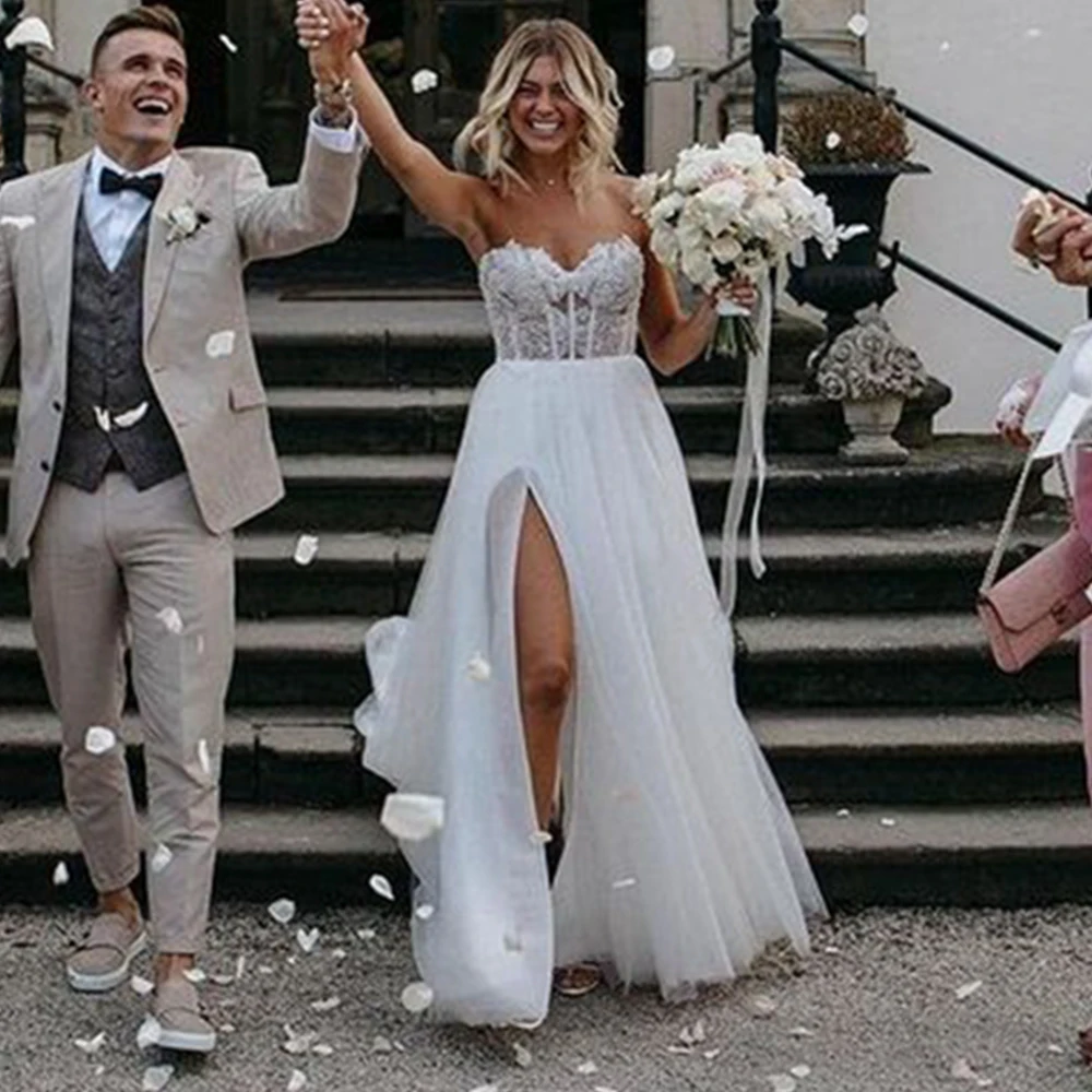 Fivsole Abiti Da Sposa Eleganti Da Spiaggia Lunghi Da Sposa Sweetheart A Line Boho Princess Abiti Da Sposa Abito Da Sposa Abiti Da Festa