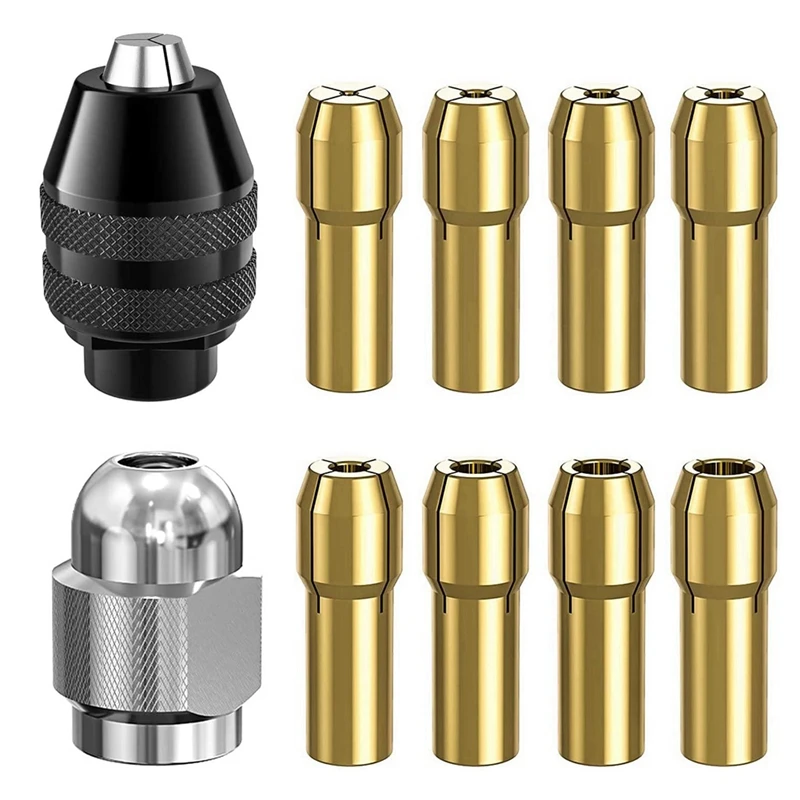 Trapano Mandrino Collet Set Per Dremel,1/32 Pollici A 1/8 Pollici Di Ricambio 4486 Keyless Bit Con La Sostituzione Di Drill Rotary Dado Set
