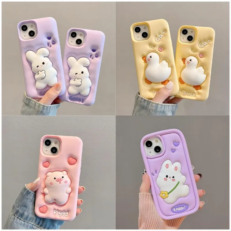 Custodia Protettiva 3D Cartoon Little Yellow Duck Per Iphone 15 14 13 12 11 Pro Max Decompressing Magic Iphone 14 Pro Max Case
