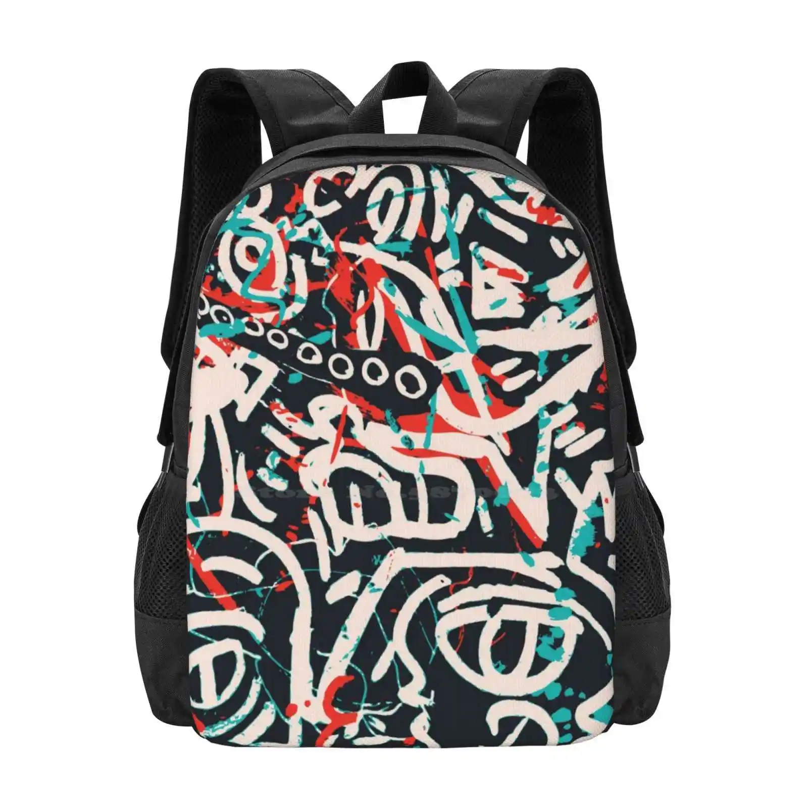 Street Art Graffiti Pattern Inchiostro E Posca Vendita Calda Zaino Borse Moda Street Art Graffiti Posa Nero Sotterraneo Bianco Rosso