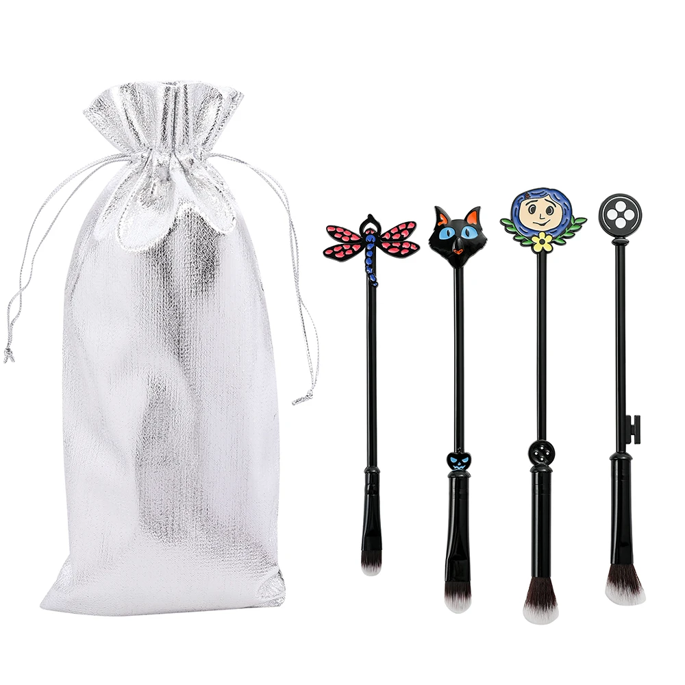 4Psc/Set Coraline & The Secret Door Pennello Per Trucco Laika Dragonfly Pennello Per Correttore Morbido Portatile Pennello Cosmetico Per Fondotinta