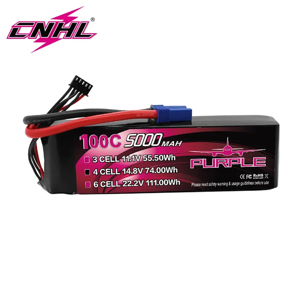 Cnhl 3S 4S 6S Batteria Lipo 5000Mah 11.1V 14.8V 22.2V 100C Con Spina Ec5 Per Rc Auto Barca Aereo Elicottero Fpv Drone Camion Serbatoio