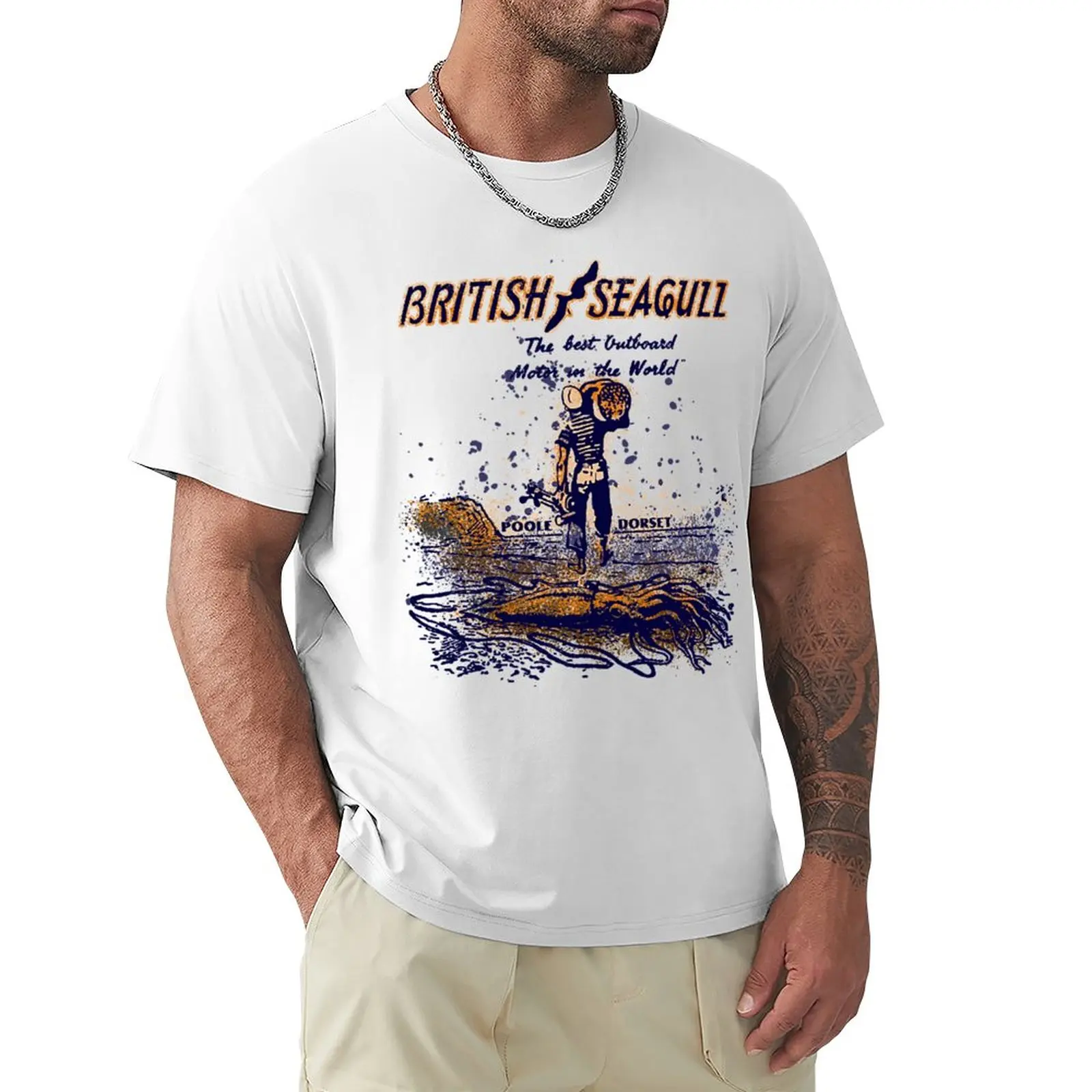 British Seagull Outboard T-Shirt Ventagli Sportivi Moda Coreana Mens Graphic T-Shirt Pack