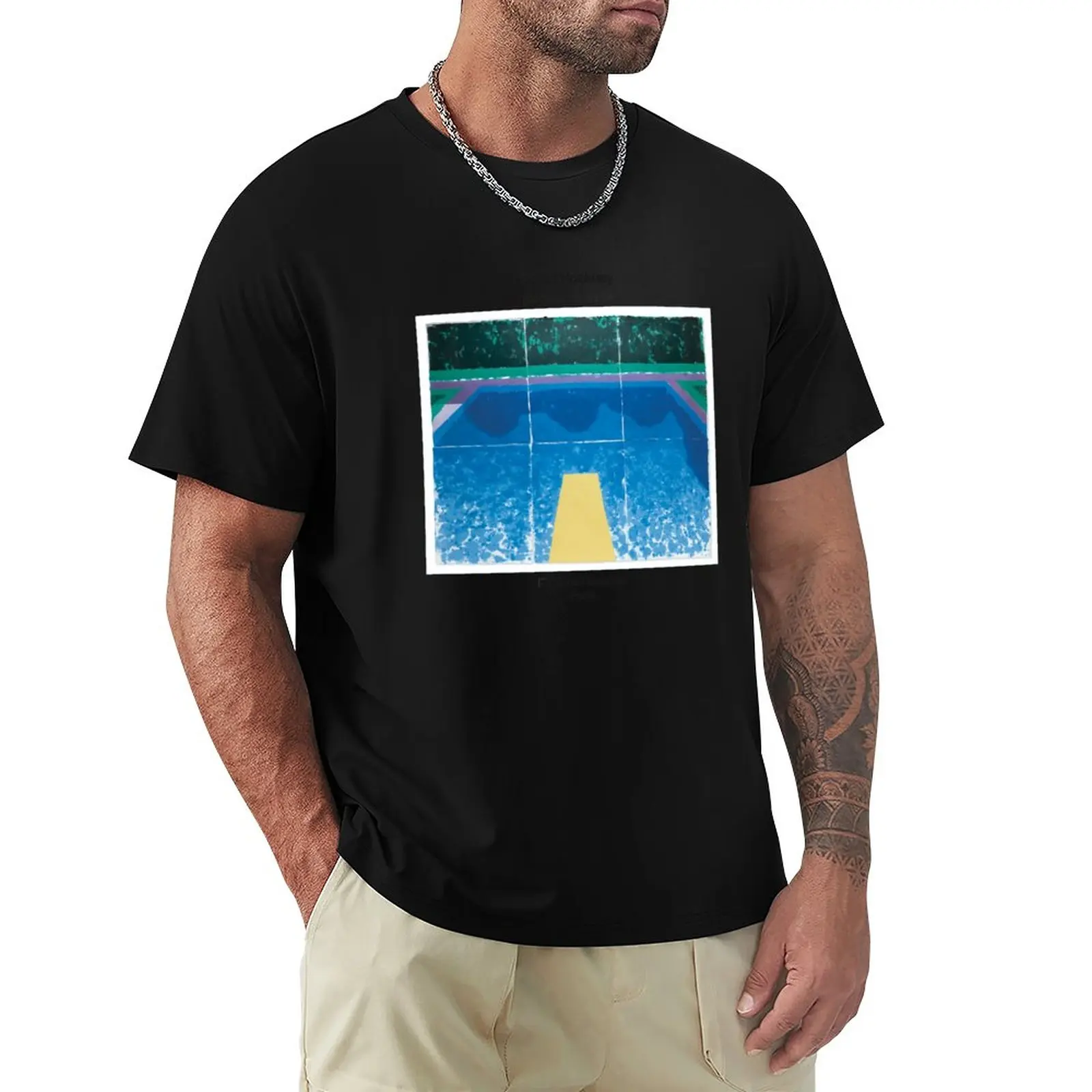 David Hockney Exhibition Art Poster - Piscines De Papier T-Shirt Vintage T Shirt Abbigliamento Per Uomo