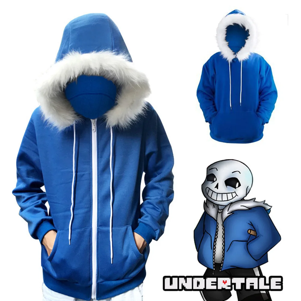Halloween Sans Undertale Cosplay Hoodies Latex Mask Fresh Skeleton Jacket Sans Plus Velvet Hooded Zipper Sweater Cosplay Costume