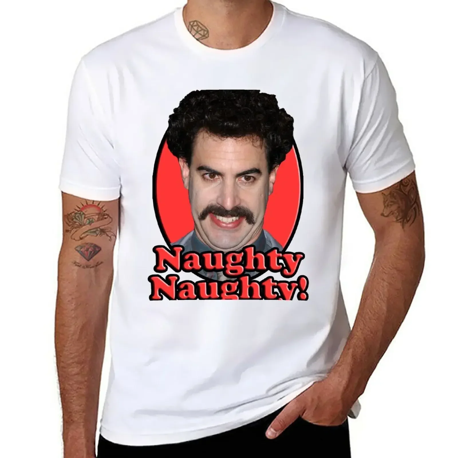 Borat, T-Shirt Naughty Naughty Ventagli Sportivi Oversize Sublime Mens Clothes