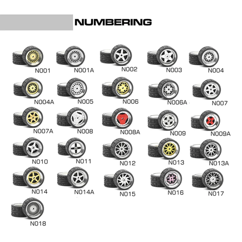 1/64 Carlomo Model Car Wheels N-Class 1 Detail-Up Set Con Pneumatici In Gomma Assembly Cerchi Per Hotwheels Tomica Set 4 Pezzi