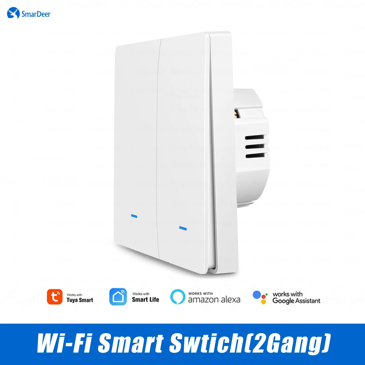 Smartdeer Tuya Wifi Smart Switch Per Tuya Smart Home 2 Gang Wall Glass Touch Wifi Switch Voice Con Alexa E Google Home