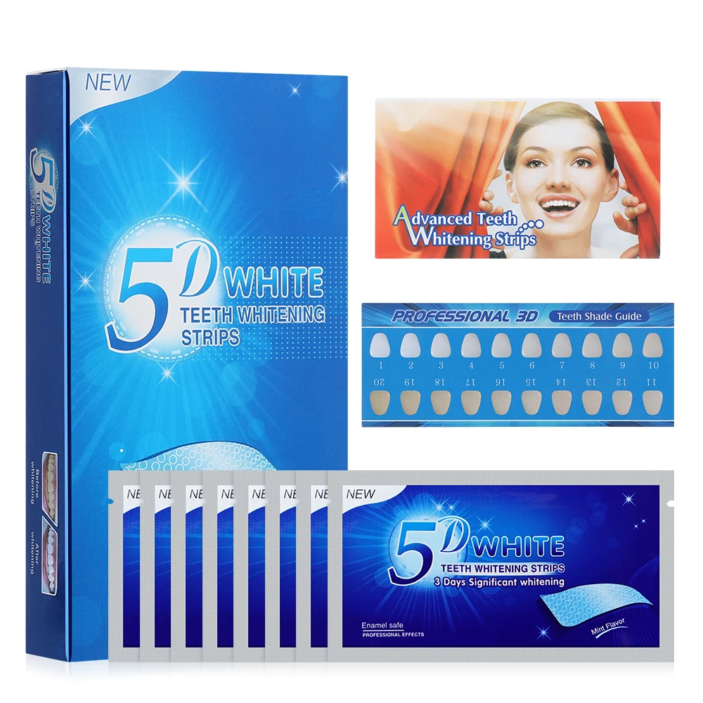 Adesivi Sbiancanti Per Denti 5D Gel Per Denti Bianchi Alla Menta Strisce Sbiancanti Per Denti Denti Macchie Di Fumo Gialle Macchie Di Tè Igiene Orale 