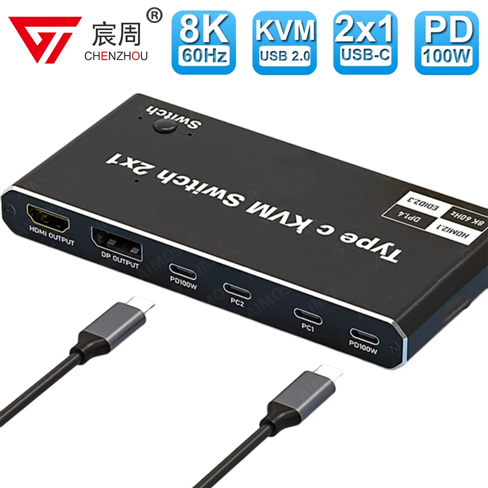 Type-C Thunderbolt 3 4 Usb C Kvm Switch 4K 144Hz Usb 2.0 Kvm Switch Usb 8K 60Hz Hdmi Dp Usb Kvm Switcher Per Laptop Macbook  2X1 8K Thunderbolt 4 Usb 