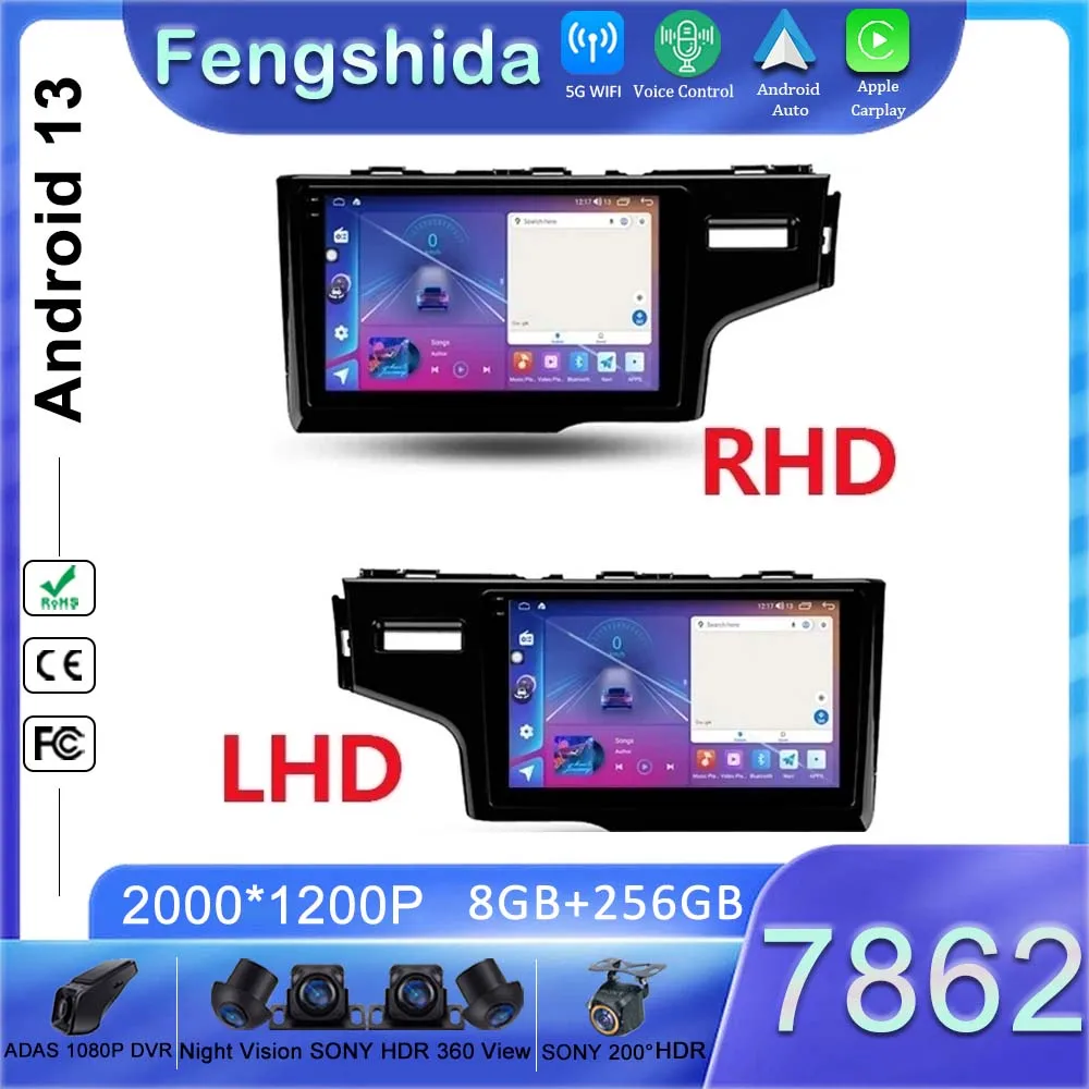 Android 13 Radio Per Honda Jazz 3 2015 - 2020 Fit 3 Gp 2013 - 2020 Stereo Head Unit Lettore Multimediale Navigazione Gps No 2Din Bt