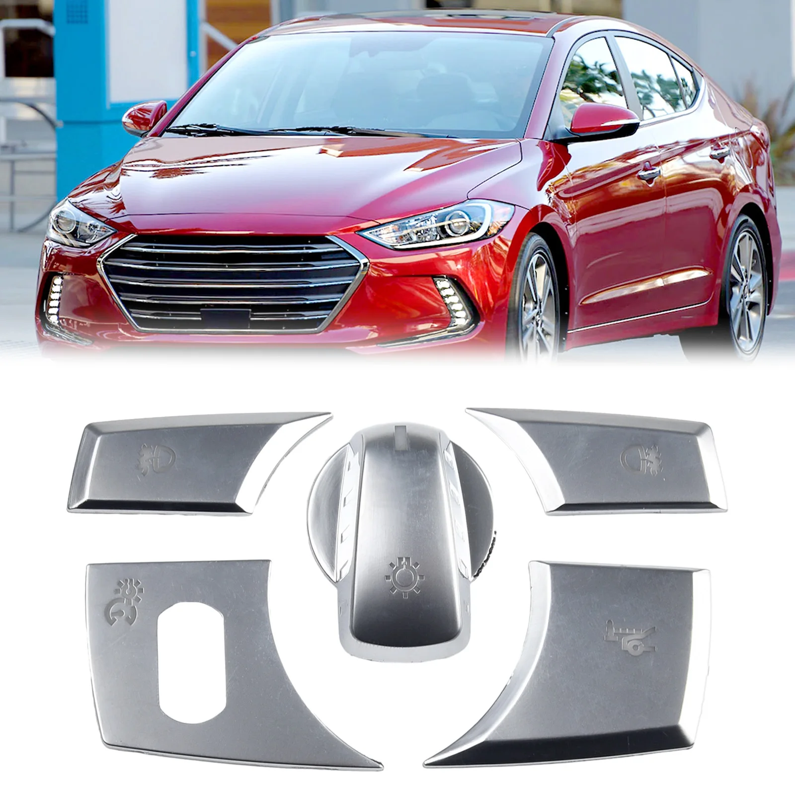 5Pcs Car Headlight Switch Button Cover Sticker Per Bmw E70 X6 E71 Silver Interior-Stickers Button Cover Sticker