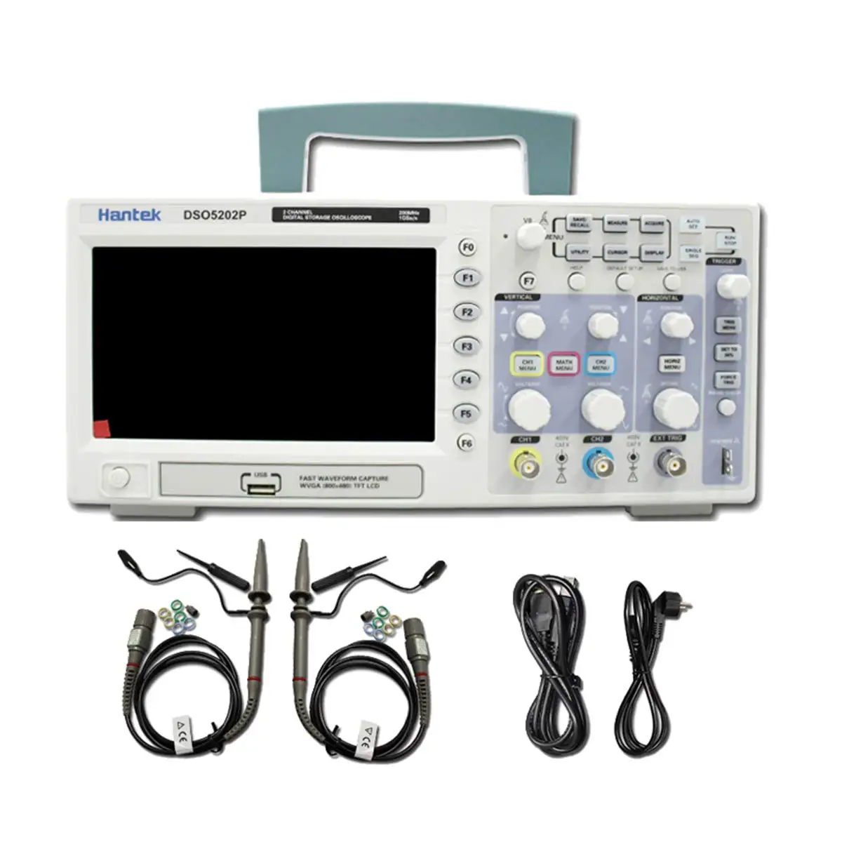 Oscilloscopio Digitale 200Mhz Hantek Dso5202P Larghezza Di Banda 2 Canali Pc Usb Lcd Portatile Osciloscopio Portatil Utensili Elettrici