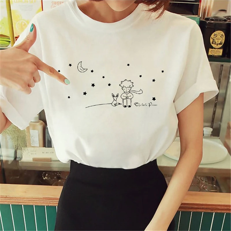 Maglietta Del Fumetto T-Shirt Da Donna Con Stampa Grafica Little Prince T-Shirt Con Grafica Little Prince Camicie Con Garanzia Per Donna O-Collo Manic