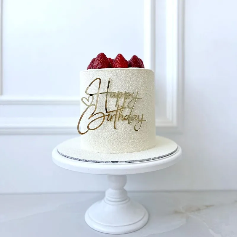 Nuovo No Stick Happy Birthday Cake Topper Gold Acrilico Butterfly Birthday Cupcake Topper Per Decorazioni Per Torte Per Feste Di Compleanno Per Bambin