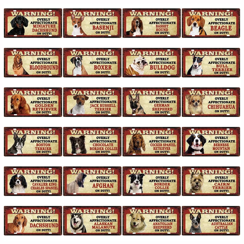 [Kelly66] Pets Dog Basenji Beagle Bulldog Afghan Boxer Metal Sign Tin Poster Home Decor Bar Wall Art Painting 15*30 Cm Size C2