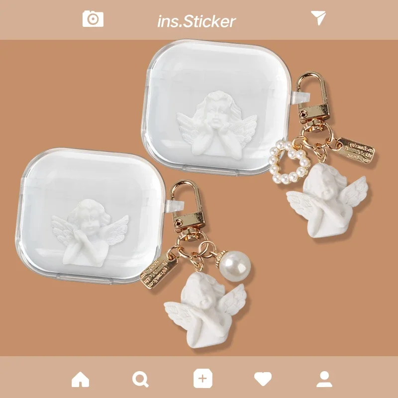 Per Beats Studio Buds Case Cute Angel & Portachiavi Auricolari Cover Trasparente In Silicone Fundas