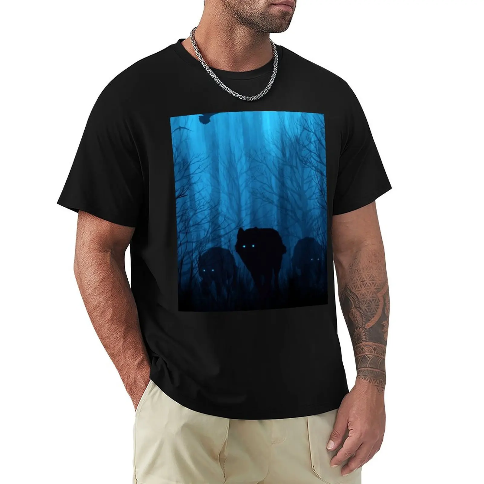 Wolf Pass: Blue Moon Zenith T-Shirt Top Manica Corta Tee Abbigliamento Uomo