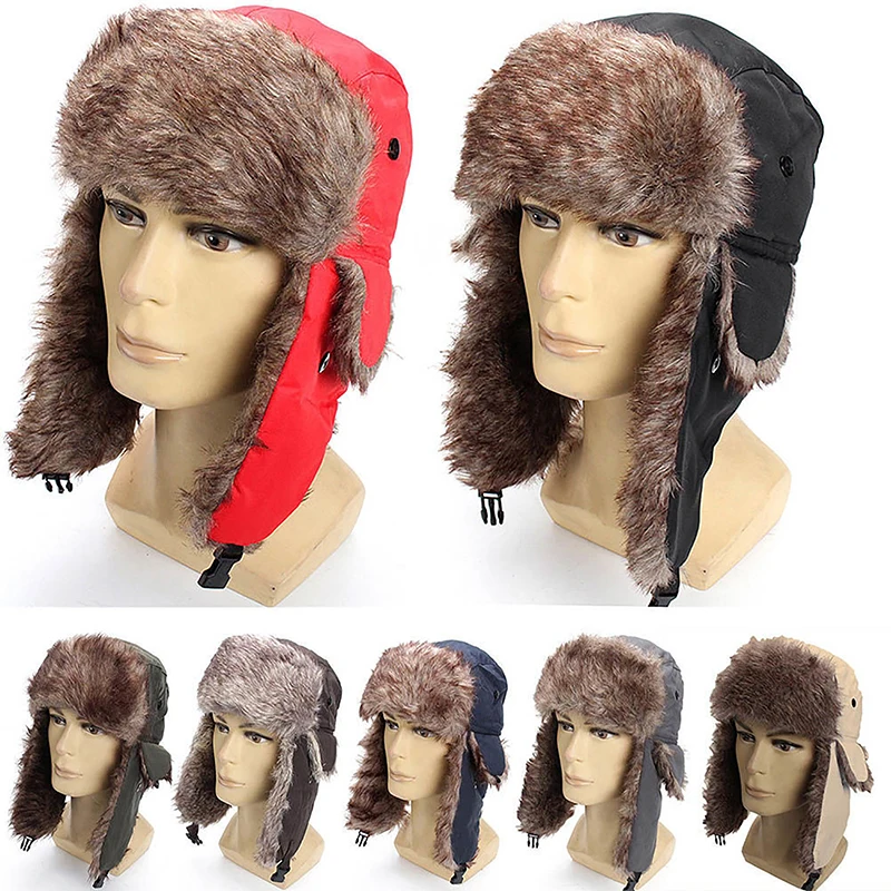 Uomo Donna Unisex Warm Trapper Aviator Trooper Paraorecchie Winter Flaps Cappello Da Sci Cappelli Nuovo Unisex Trapper Bomber