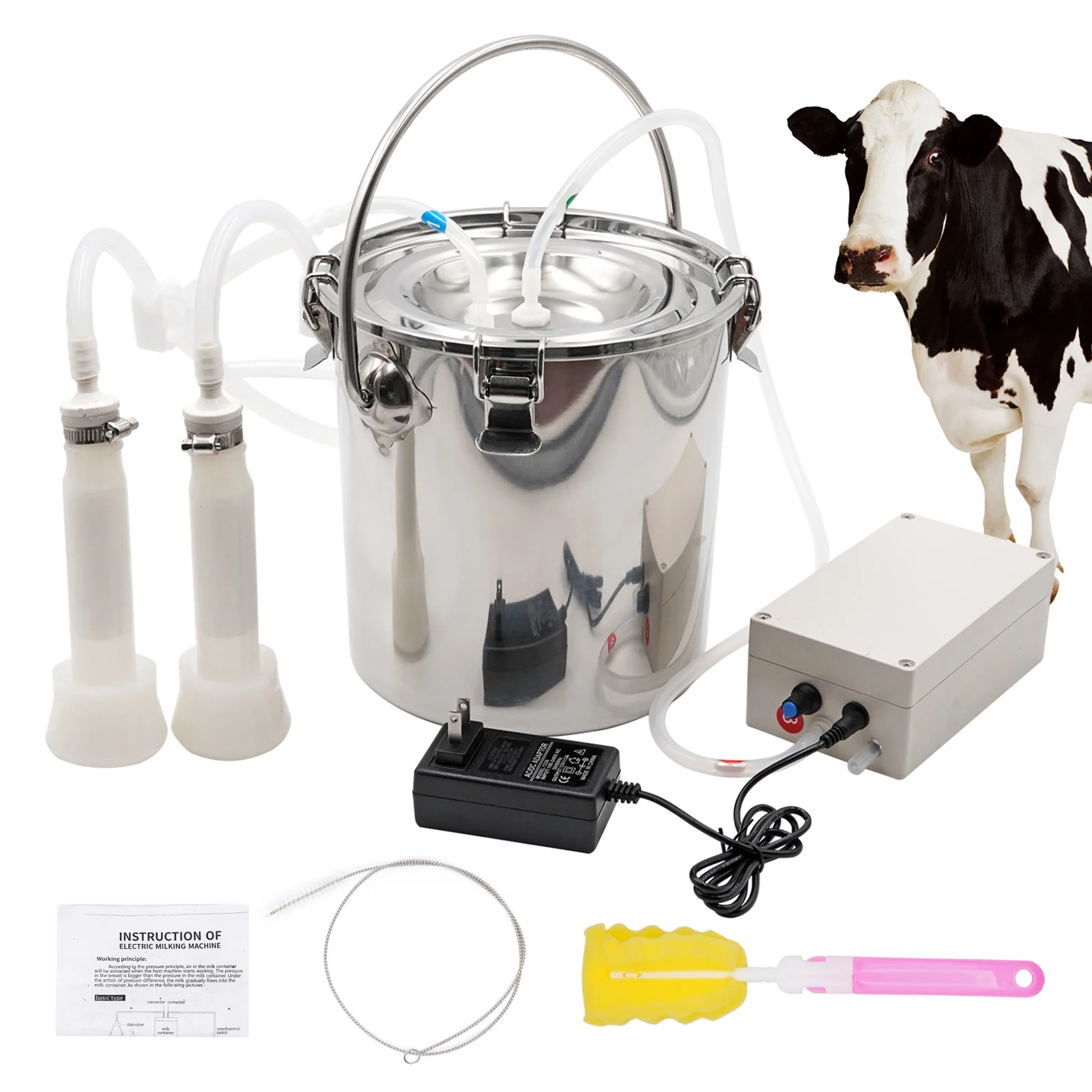 5L Mucca Capra Mungitrice Elettrica Mungitrice In Acciaio Inox Pompa Per Vuoto Elettrica 240V Mungitrice Automatica Efficiente