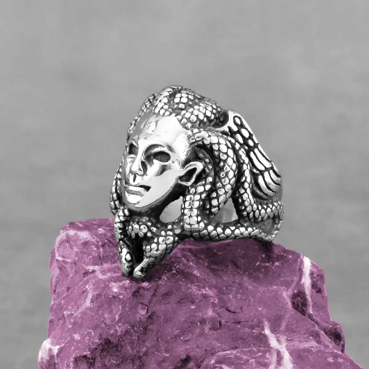 Mitologia Greca Antica In Acciaio Inossidabile Medusa Queen Ring Uomo Donna Classic Vintage Gothic Ring Fashion Jewelry Gift All'Ingrosso