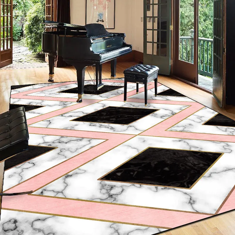 Bubble Kiss Light Luxury Thick Carpet For Living Room Black White Marble Pattern Bedroom Decor Tappeto Comodino Area Tappeto Tappetino