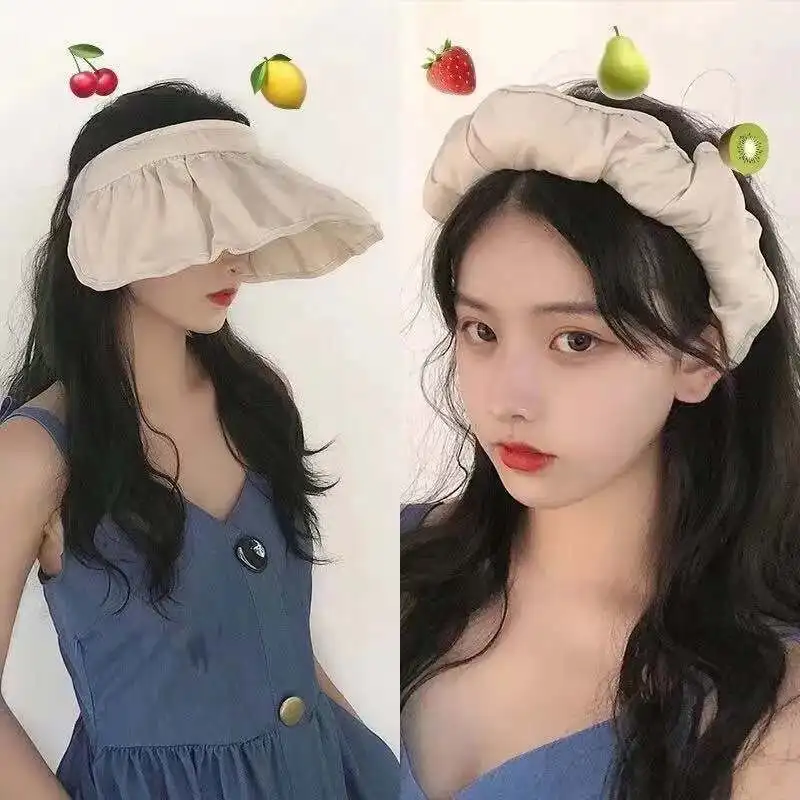 New Hat Women Summer Sun Visor Hat Women Girls Anti-Uv Elastic Hollow Top Hat Outdoor Sun Hat Summer Hat Visor Caps For Ladies