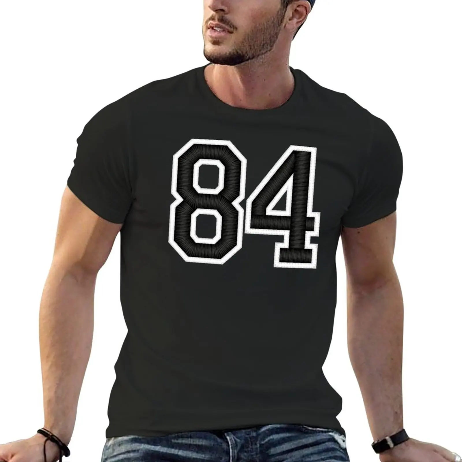 New 84 Black Jersey Sports Number Ottantaquattro Football 84 T-Shirt Magliette Personalizzate Abbigliamento Uomo Magliette Per Uomo Cotone